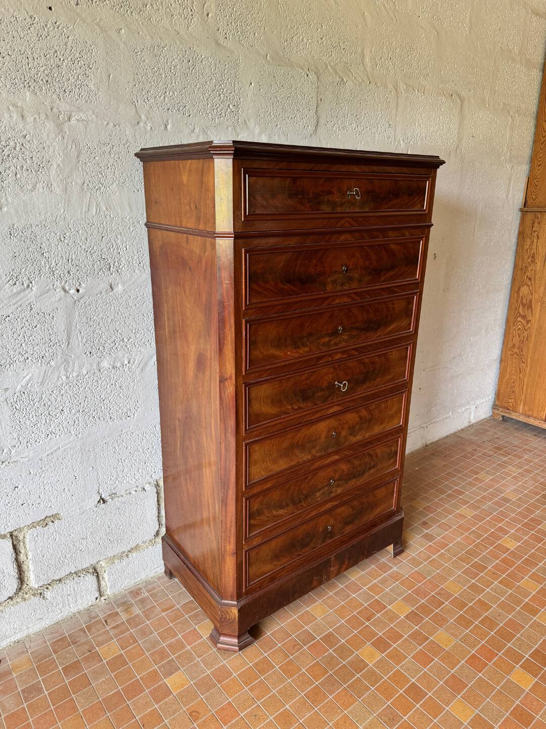 Semainier en noyer - Époque Louis-Philippe