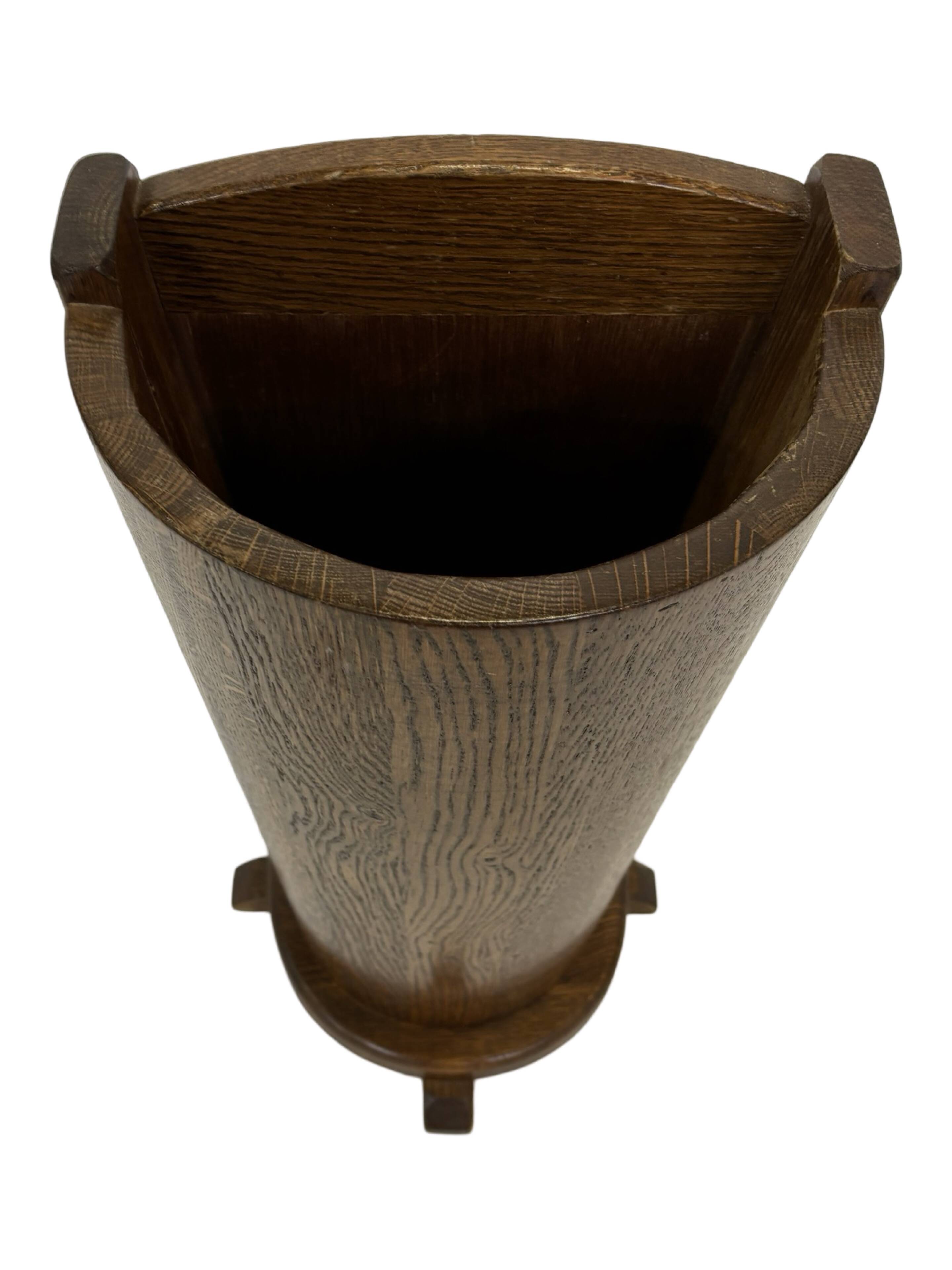 Vintage dark oak umbrella stand basket storage design 60s minimalist design