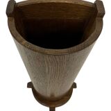 Vintage dark oak umbrella stand basket storage design 60s minimalist design