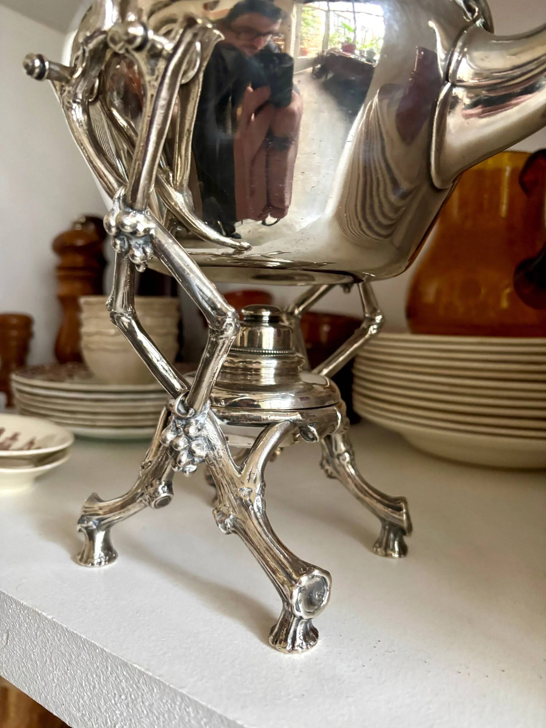 Samovar Christofle en métal argenté et ébène, vers 1860