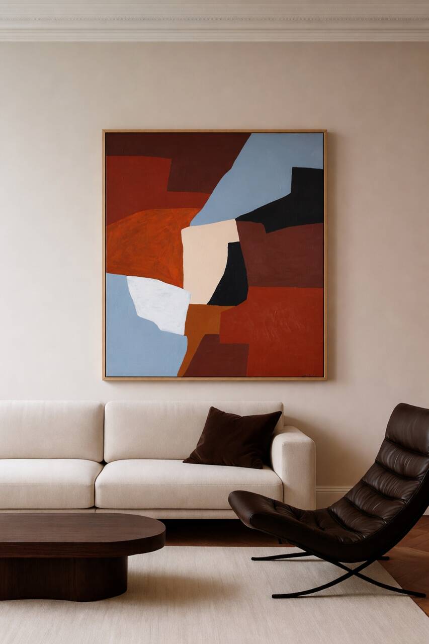 Stretched canvas painting "Fragments of Balance" signed Bodasca