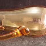 Vintage Parisian orangeade service in orange-blown glass jug with 6 glasses