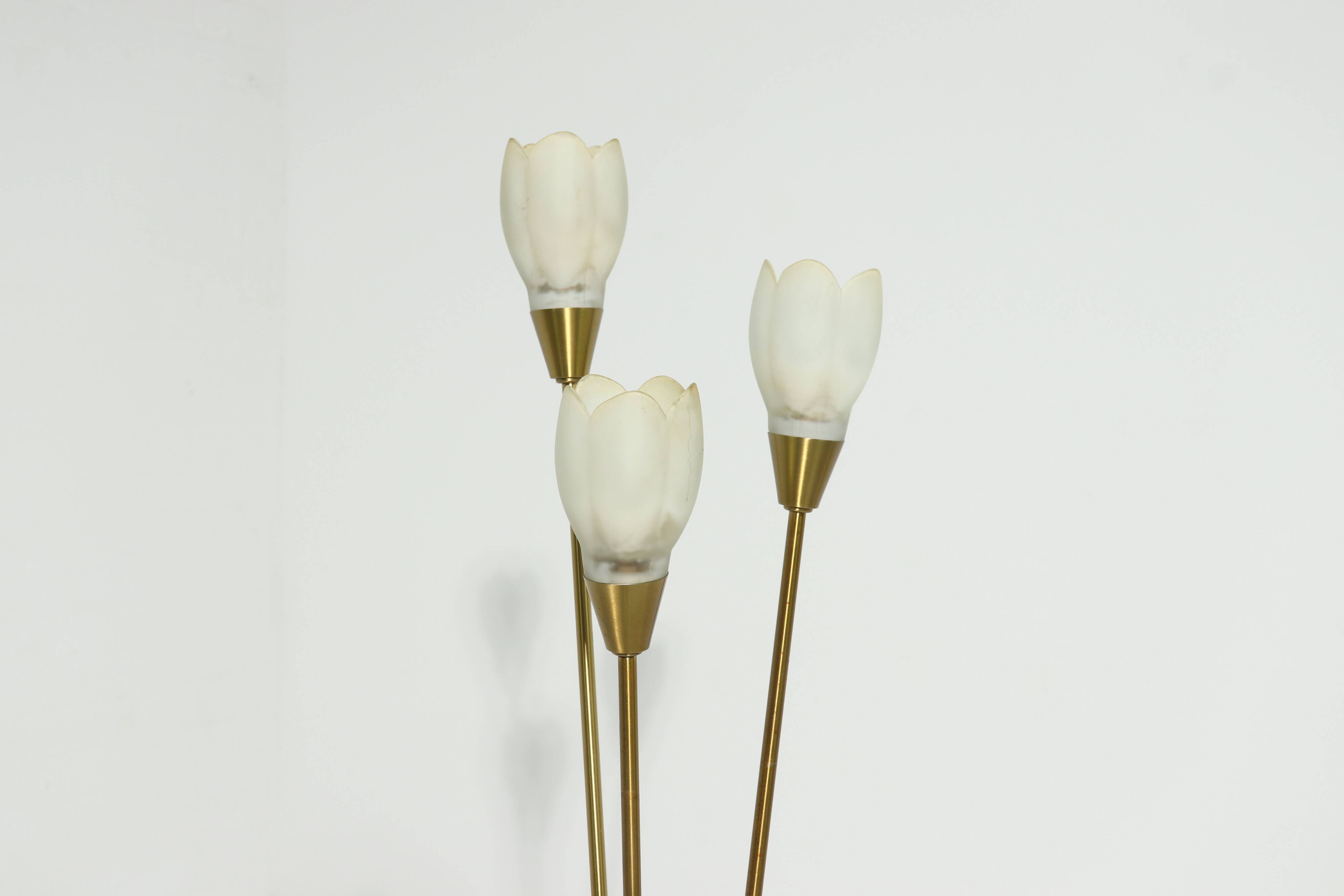 Brushed Brass and Glass Table Lamp Germany 1970s