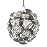 Contemporary brunito end white leaves sphere suspension pendant