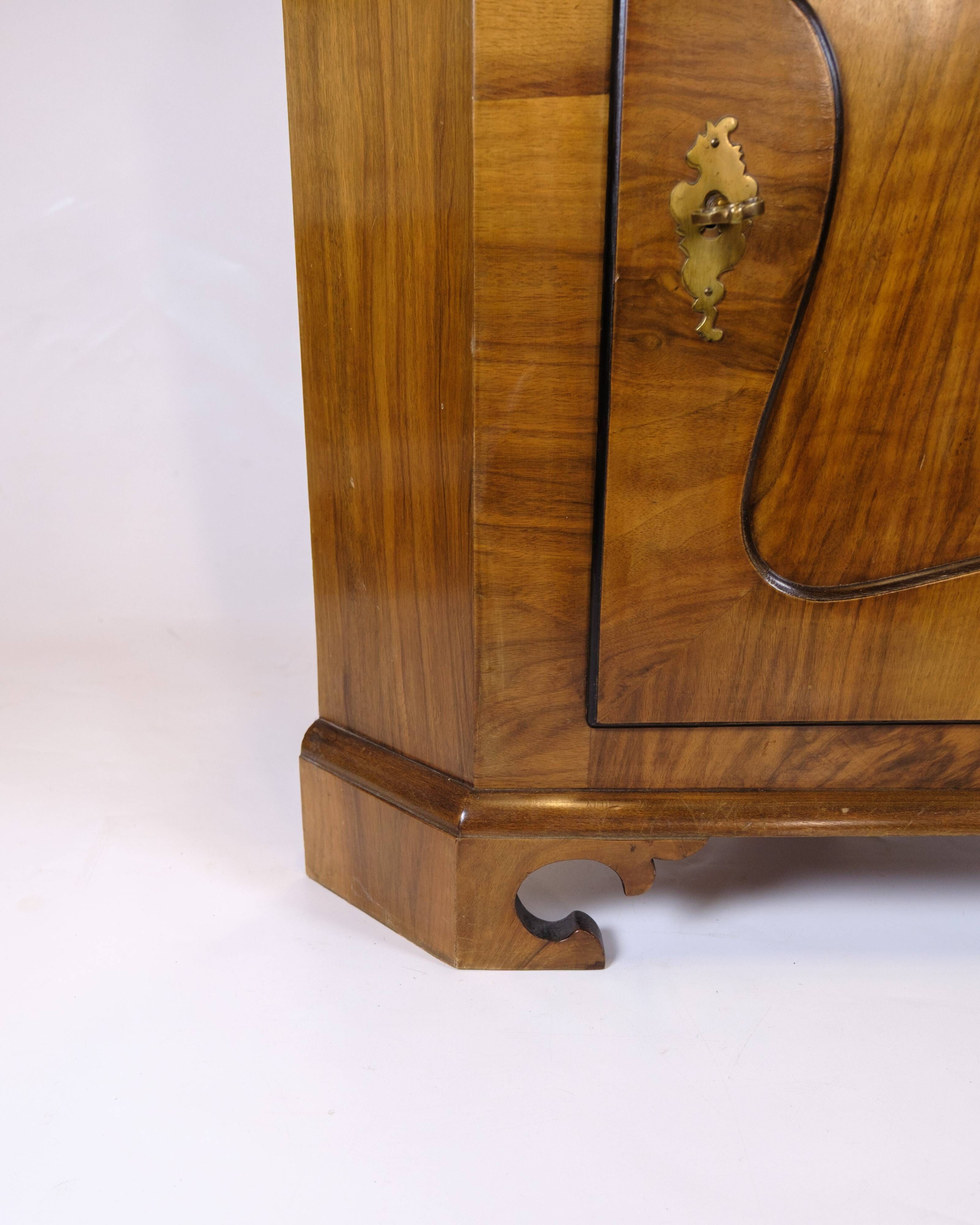 Antique display case/corner cabinet - Baroque style - walnut - glass door with bars - circa 1900