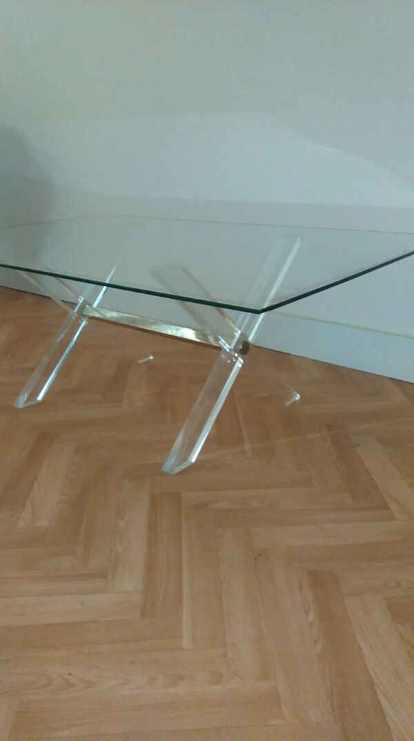 Table basse verre et plexiglas années 70