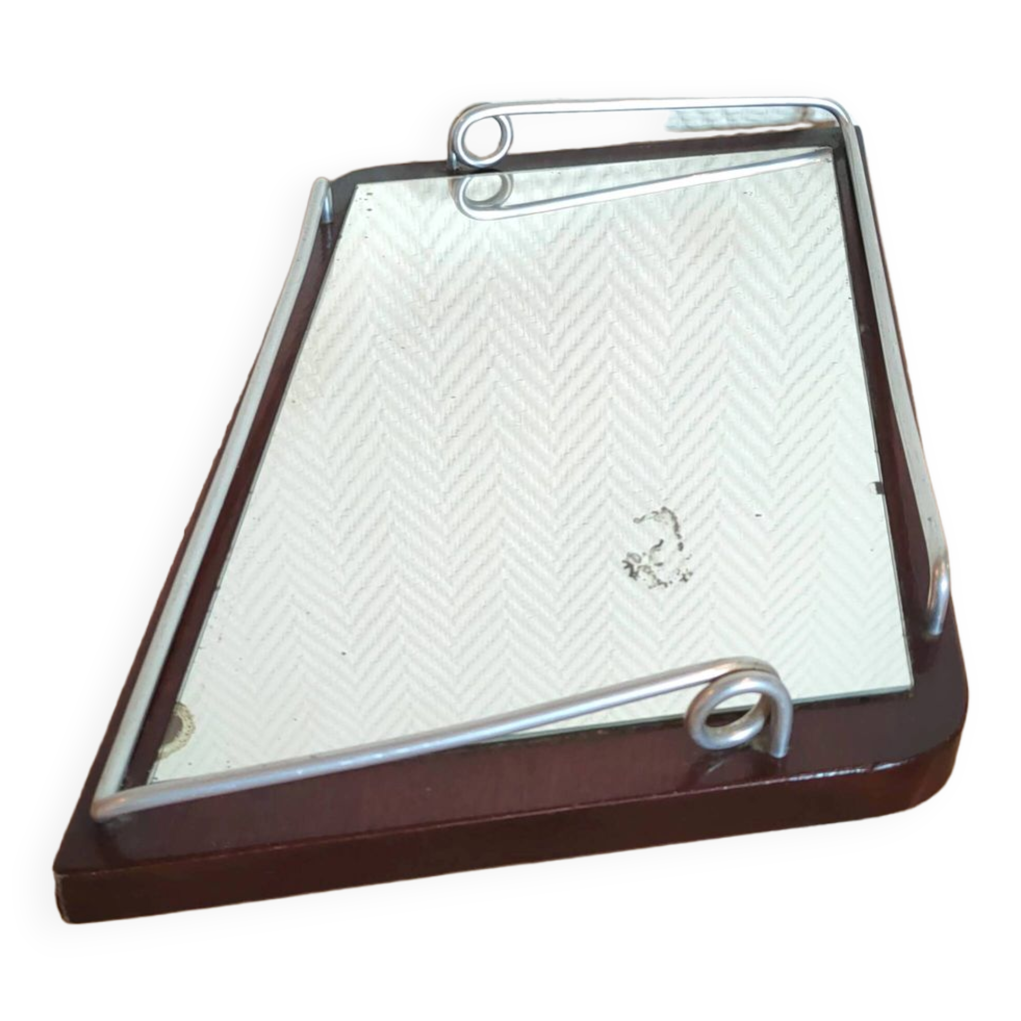 Mirror top free form wood and metal 60s