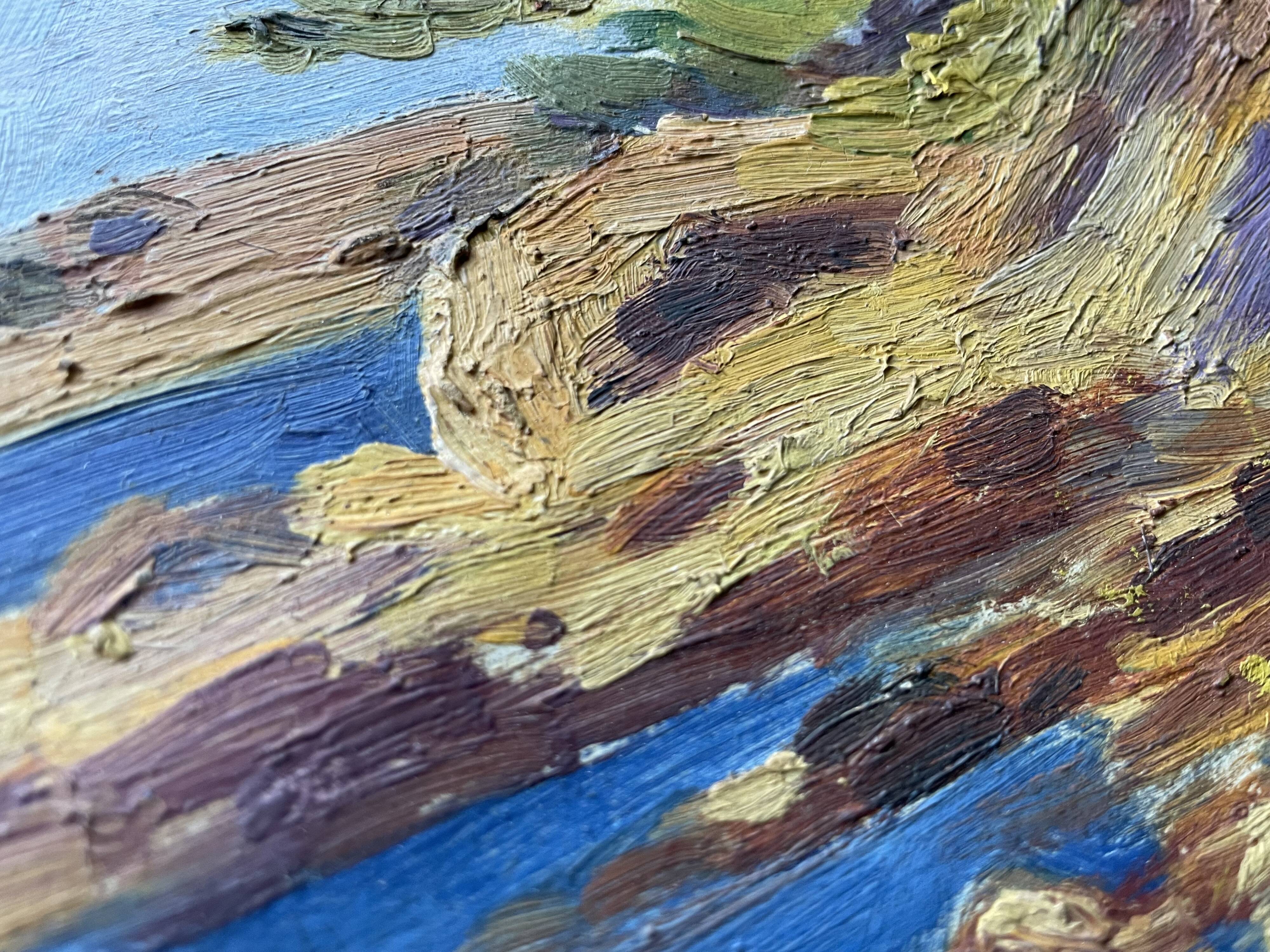 Old oil on cardboard signed