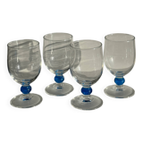 Lot de 4 verres à eau à pied boule bleue