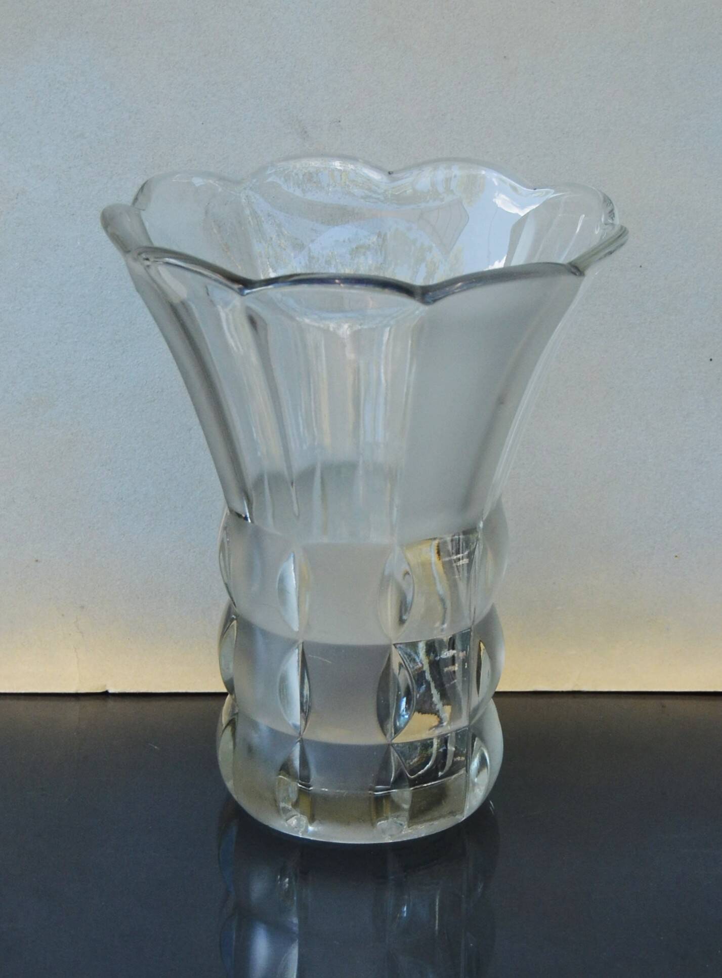 Art Deco Made in Czehoslovakia  Satin and Clear Glass - 22 cm tall