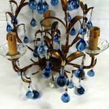 Lustre pampilles bleues a 3 feux