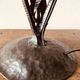 Art deco table lamp with hammered wrought iron base and tulip muller brothers lunéville signed