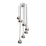 Large chrome-plated metal waterfall chandelier, Hans-Agne Jakobsson, 1960-70