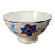 Old ceramic bowl – blue and burgundy floral decoration
