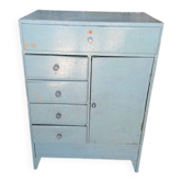 Meuble de métier, ancien chiffonnier vintage bleu céladon ​
