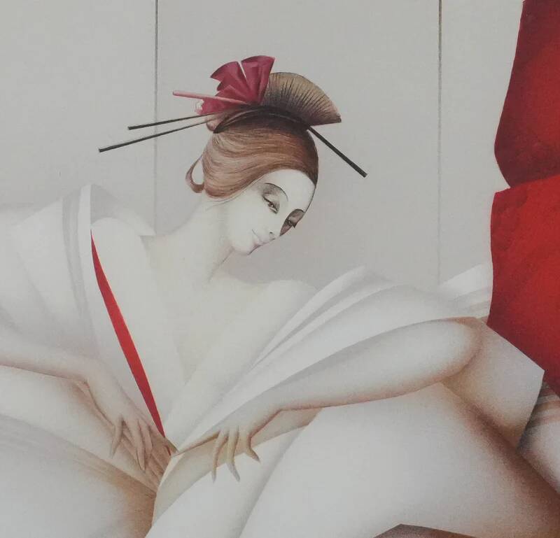 Philippe Augé: Women in white dresses, original signed lithograph