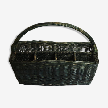 Green wicker sorting basket