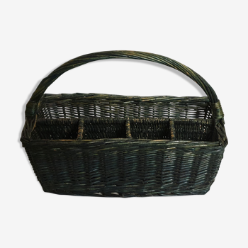 Panier trieur vert en osier