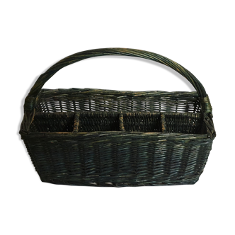 Green wicker sorting basket