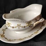 Like new! 1960/70/Laurel crown/Limoges/garland decoration/gravy boat