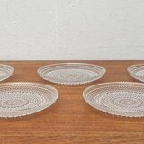 Set of 5 vintage Finnish glass plates from the Kastehelmi series by Oiva Toikka for Iittala.