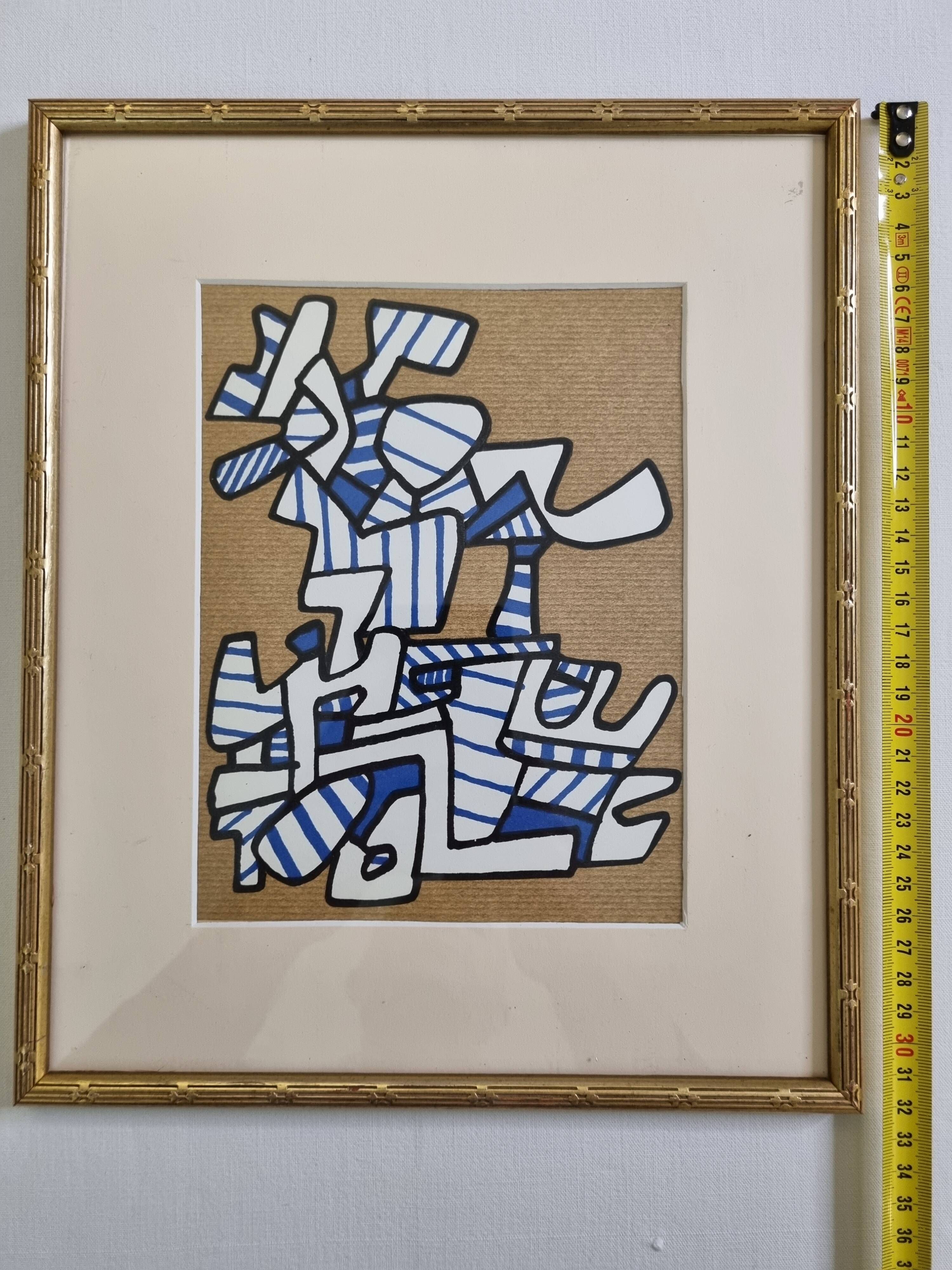 Screenprint after Jean Dubuffet framed under glass 27 cm by 32 cm