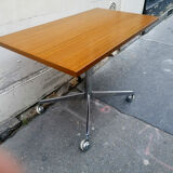 TV or side table, chrome and laminate wood, 1970