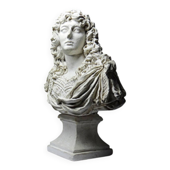Buste en plâtre blanc ancien de Louis XIV d’après Gole & Le Brun