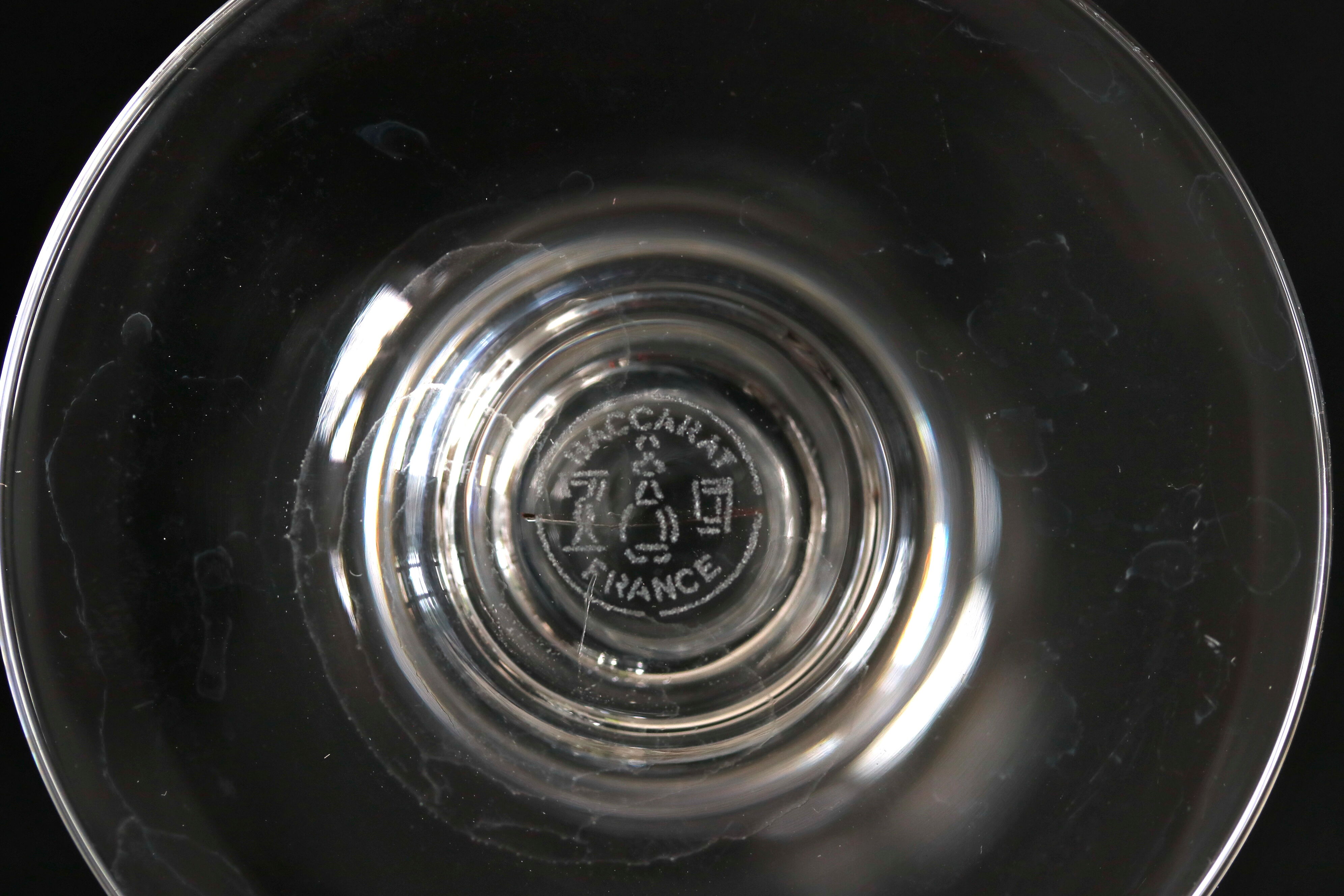 Suite of 6 Baccarat crystal flutes, model Sévigné, signed