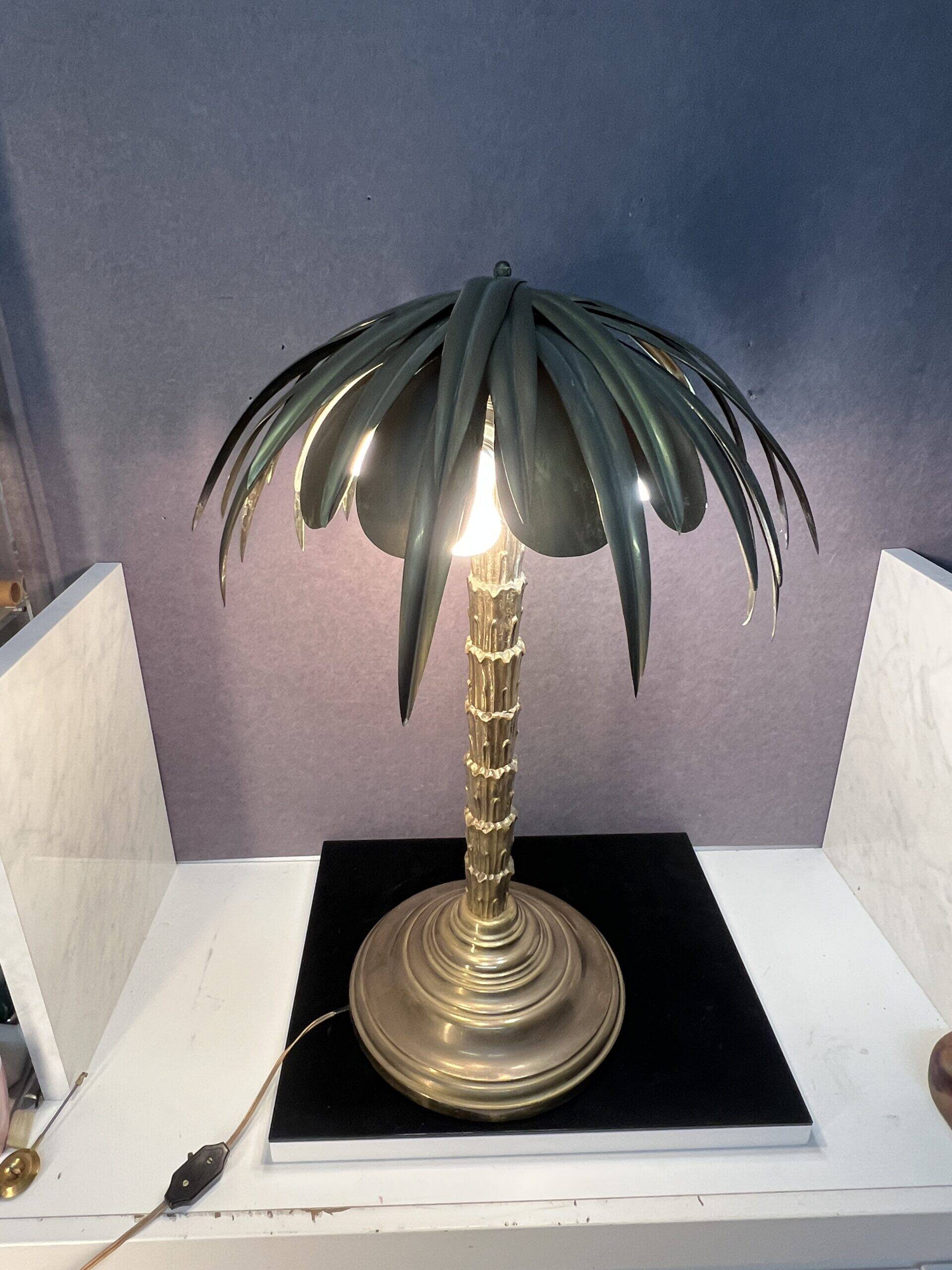 Palm tree lamp  bronze and brass