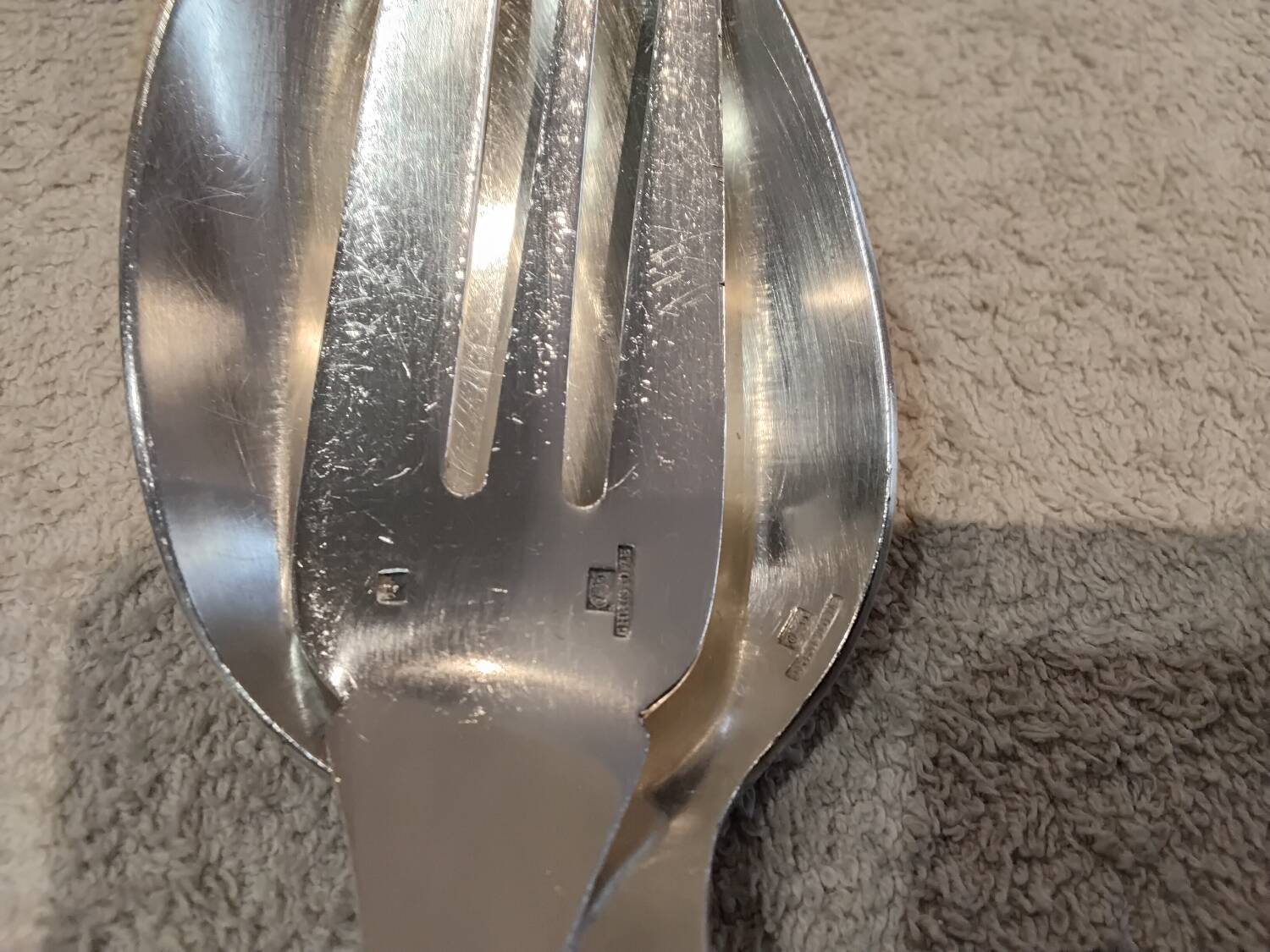 Silver-plated metal stew fork and spoon by Christofle Villeroy