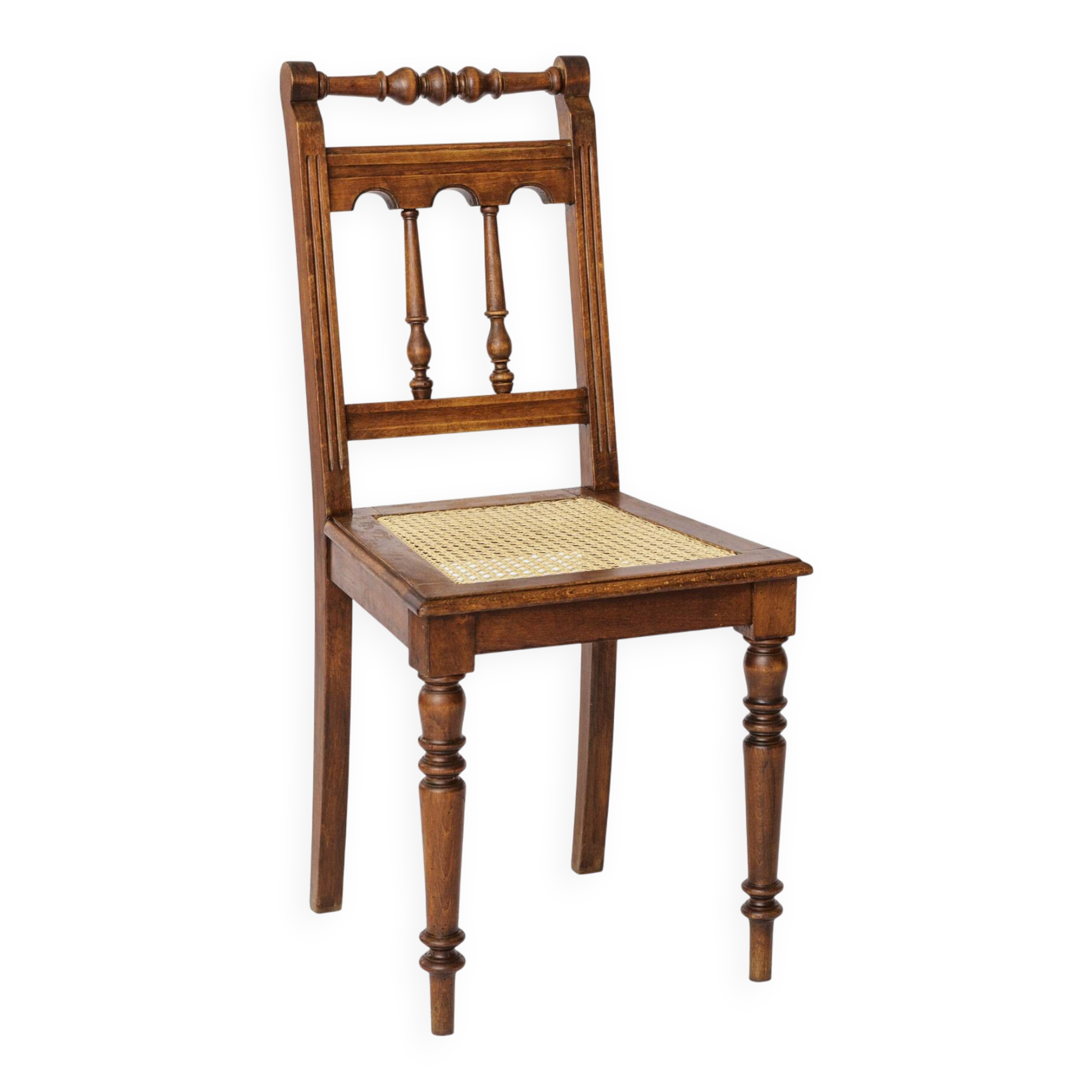 Antique Belgian Chair – Early 20th Century Beechwood Dining Chair