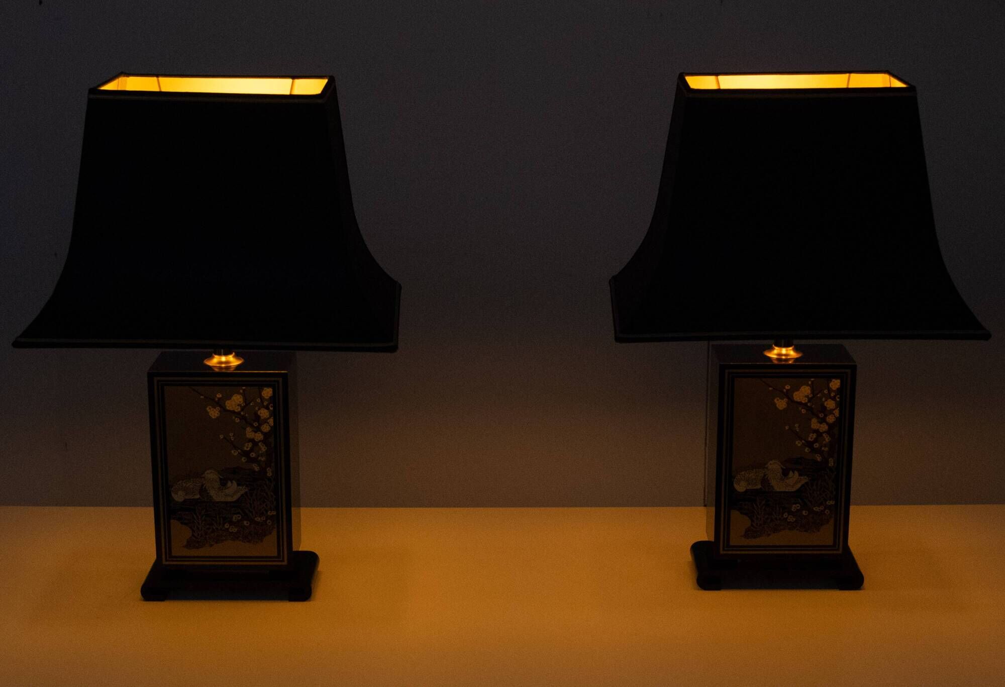 Stunning Maison Le Dauphin Pagode Design Table Lamps France 1970's