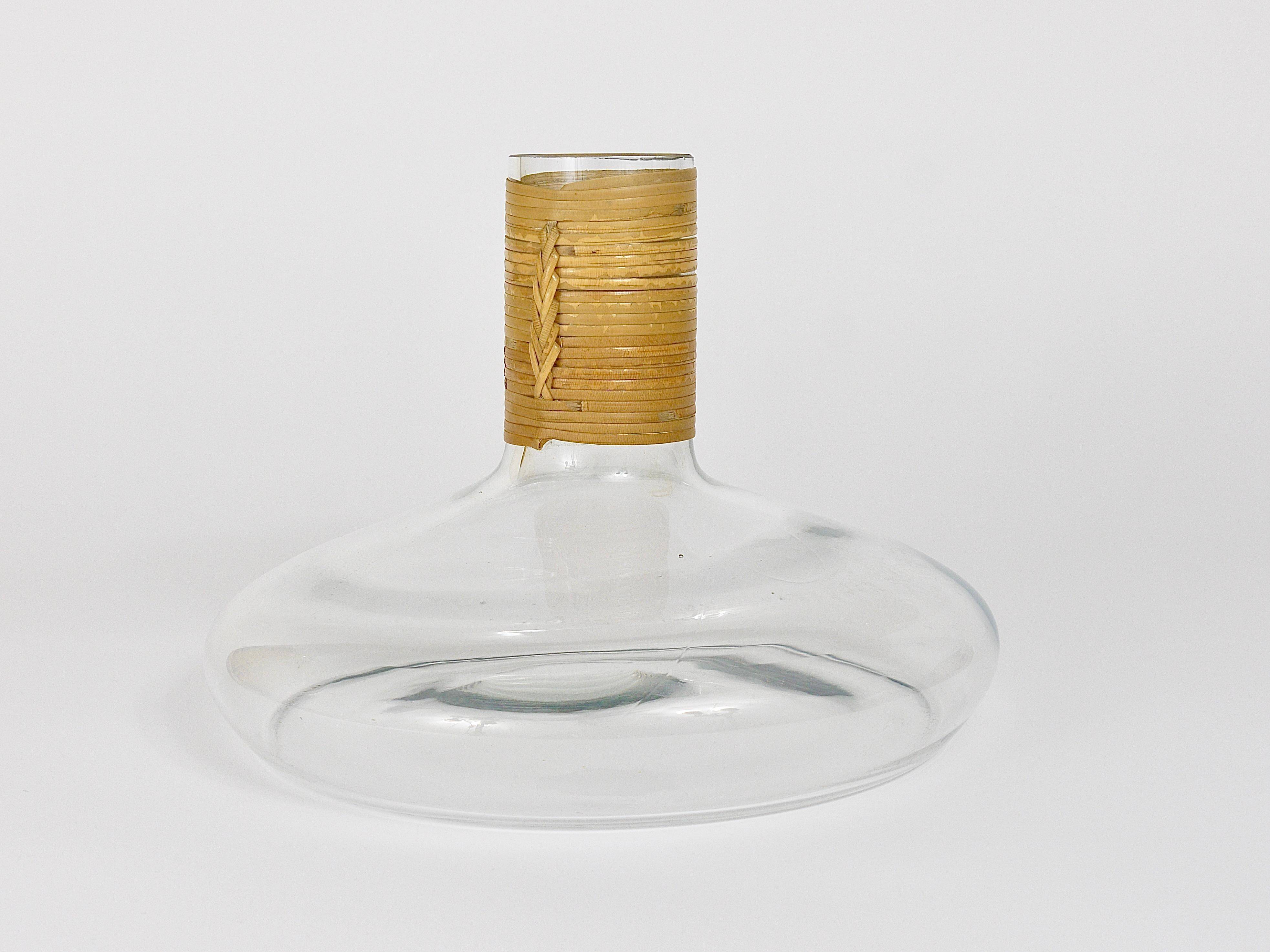 Vase or decanter by Carl Aubock with wicker top, mid-century, Austria, 1950s.