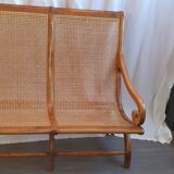 Rattan planter bench/tamarind wood