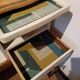 Redesigned beige and wood telephone bench