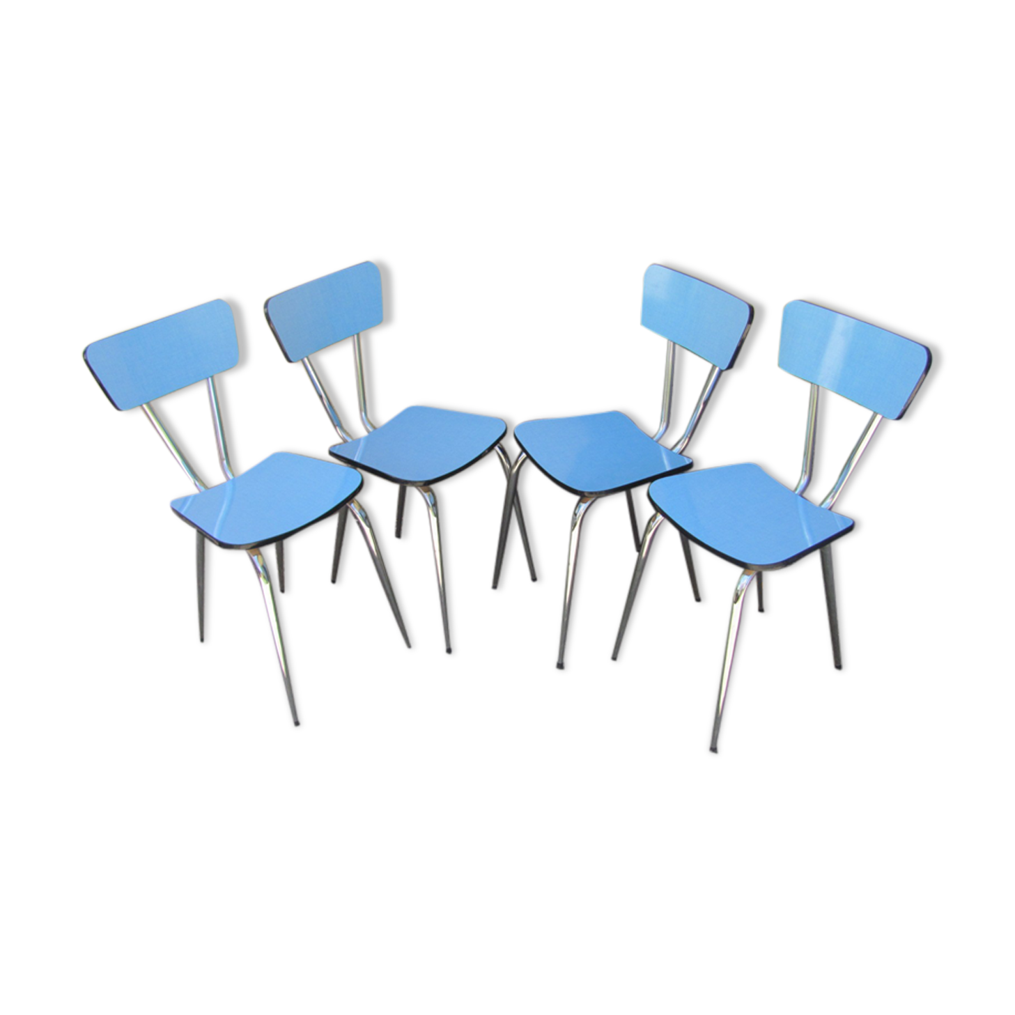 Set of 4 chairs in formica blue