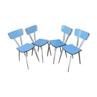 Set de 4 chaises en formica bleu