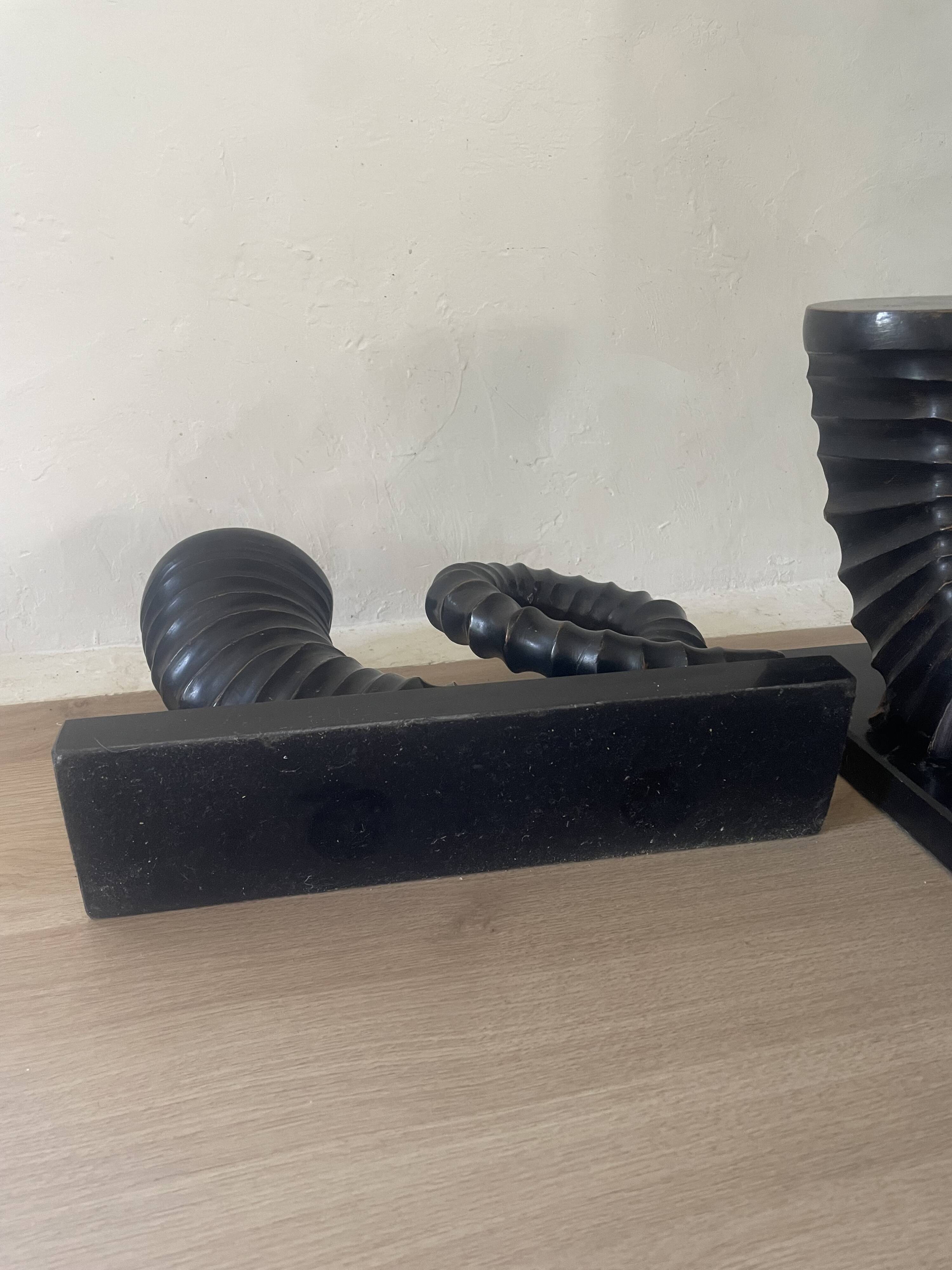 vintage sculptural bookends, ram's horns