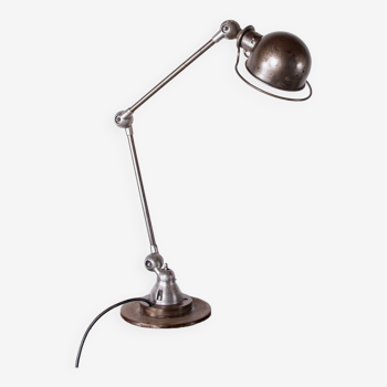 Metal desk lamp, Industrial style with two articulated arms by Jean-Louis Domecq for Jieldé.