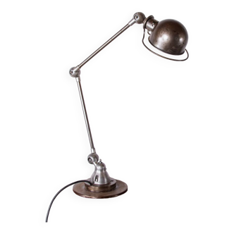 Metal desk lamp, Industrial style with two articulated arms by Jean-Louis Domecq for Jieldé.