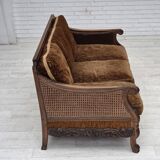 1930-35s, Danish 3-seater sofa, furniture velour, furniture mesh, ash wood.