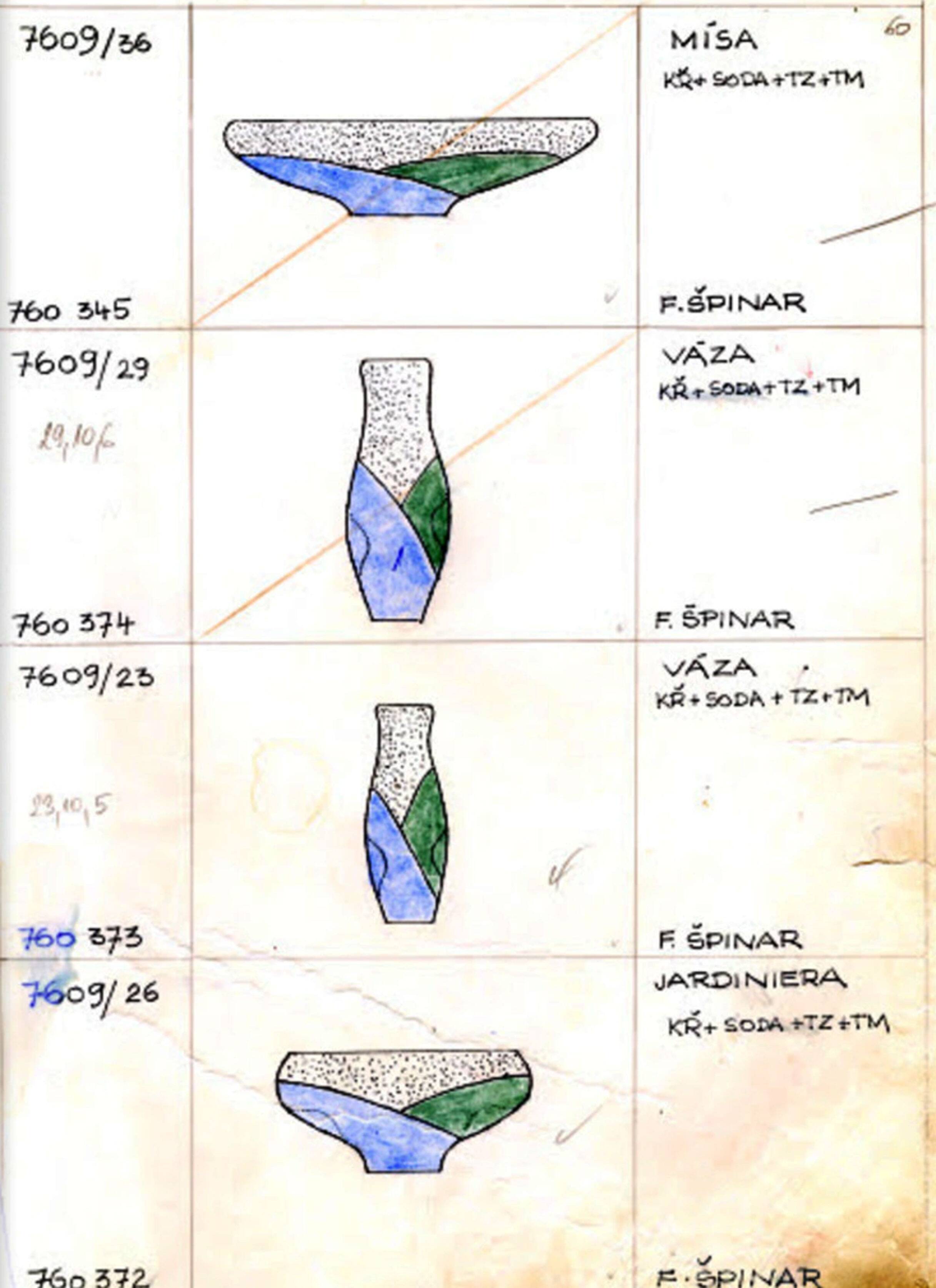 Vase en verre d'art des années 1970 par Frantisek Spinar - Modèle 7609/23