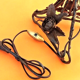 Art nouveau era wrought iron lamp tripod foot, decor foliage and roses