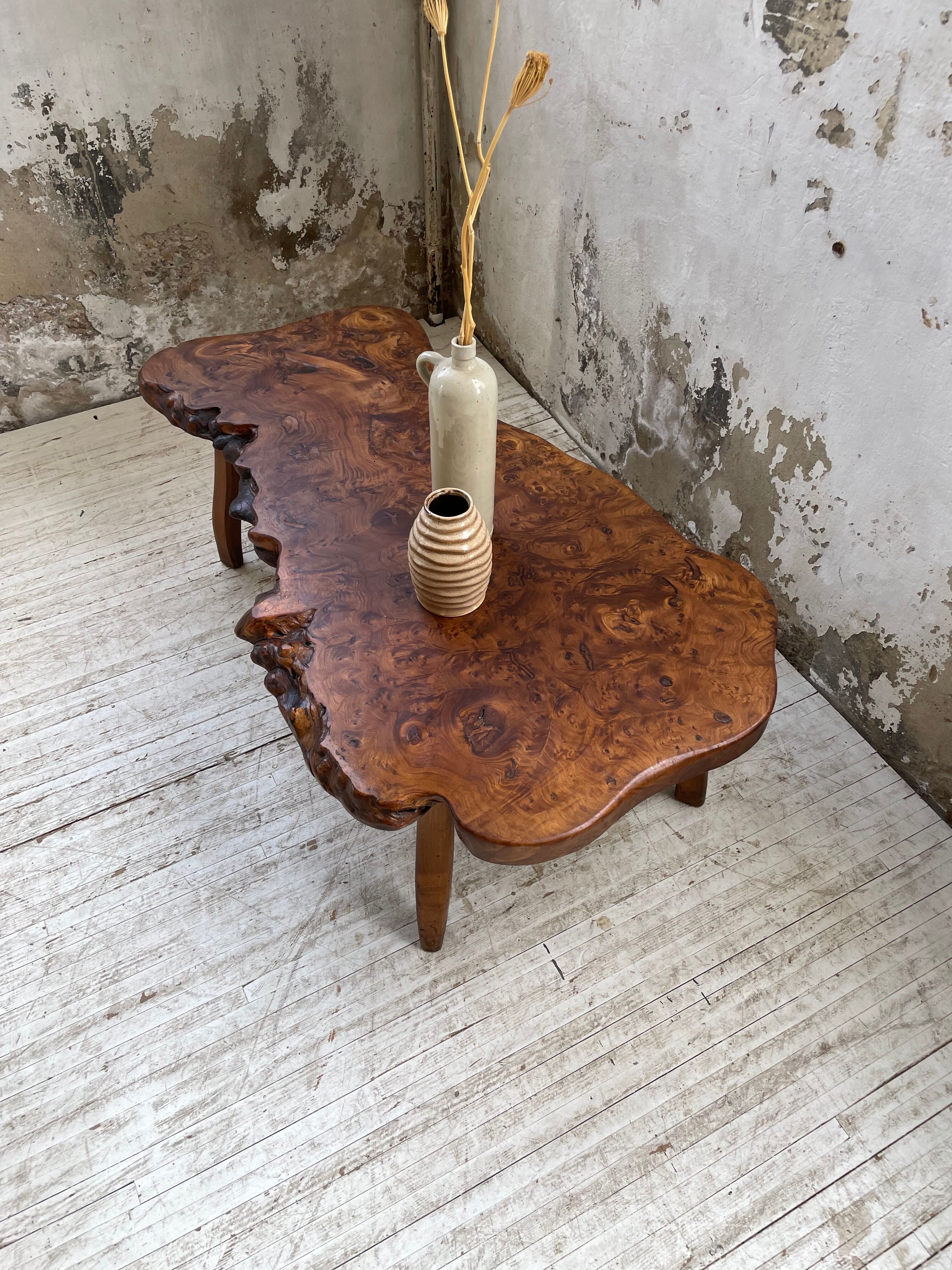 Solid free-form elm coffee table