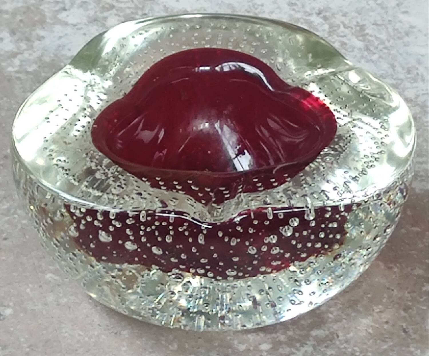 Cendrier vide poche verre bullé Murano Archimède Seguso