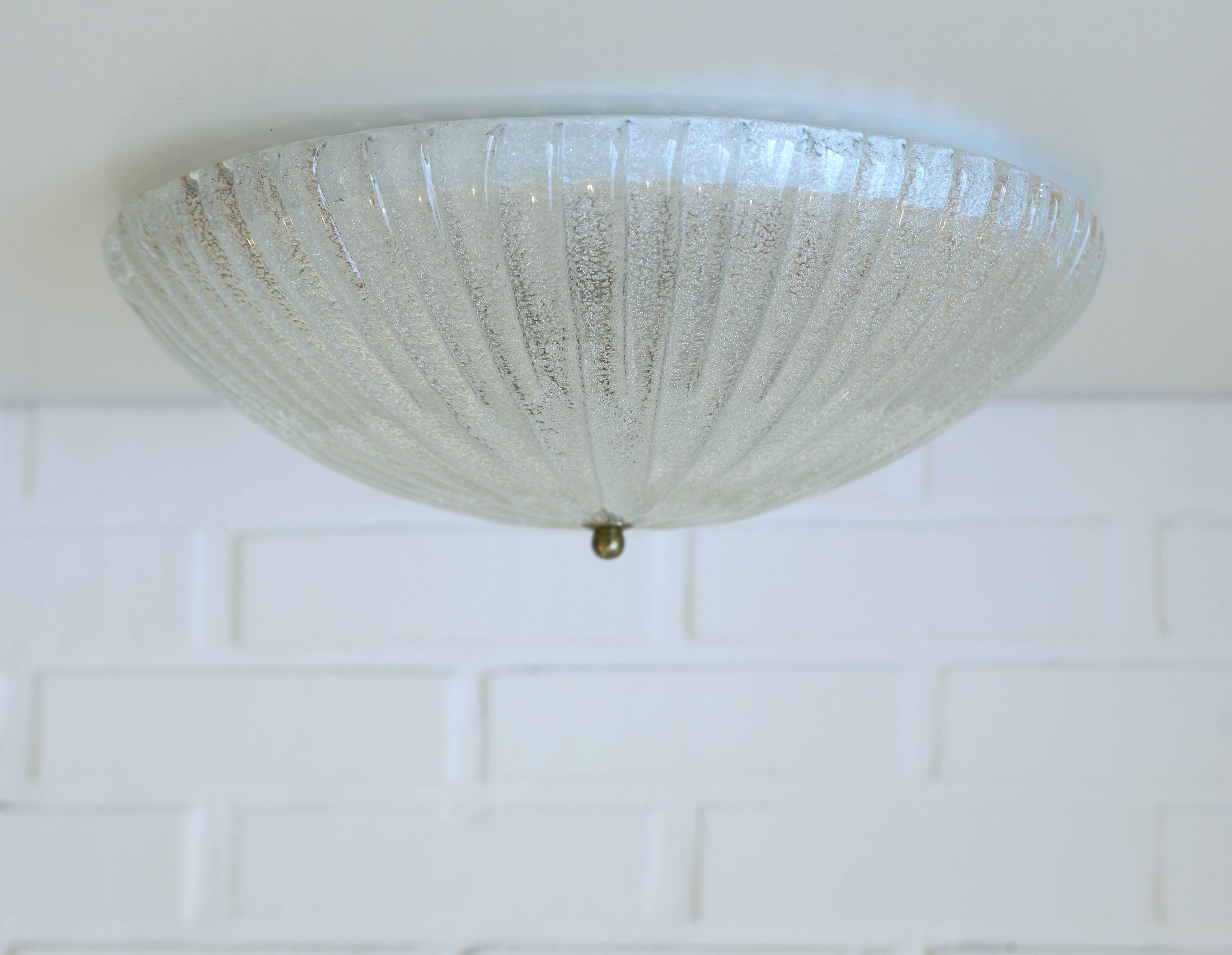 Vintage wall sconce flush mount ceiling light ice glass light fixture 1980s