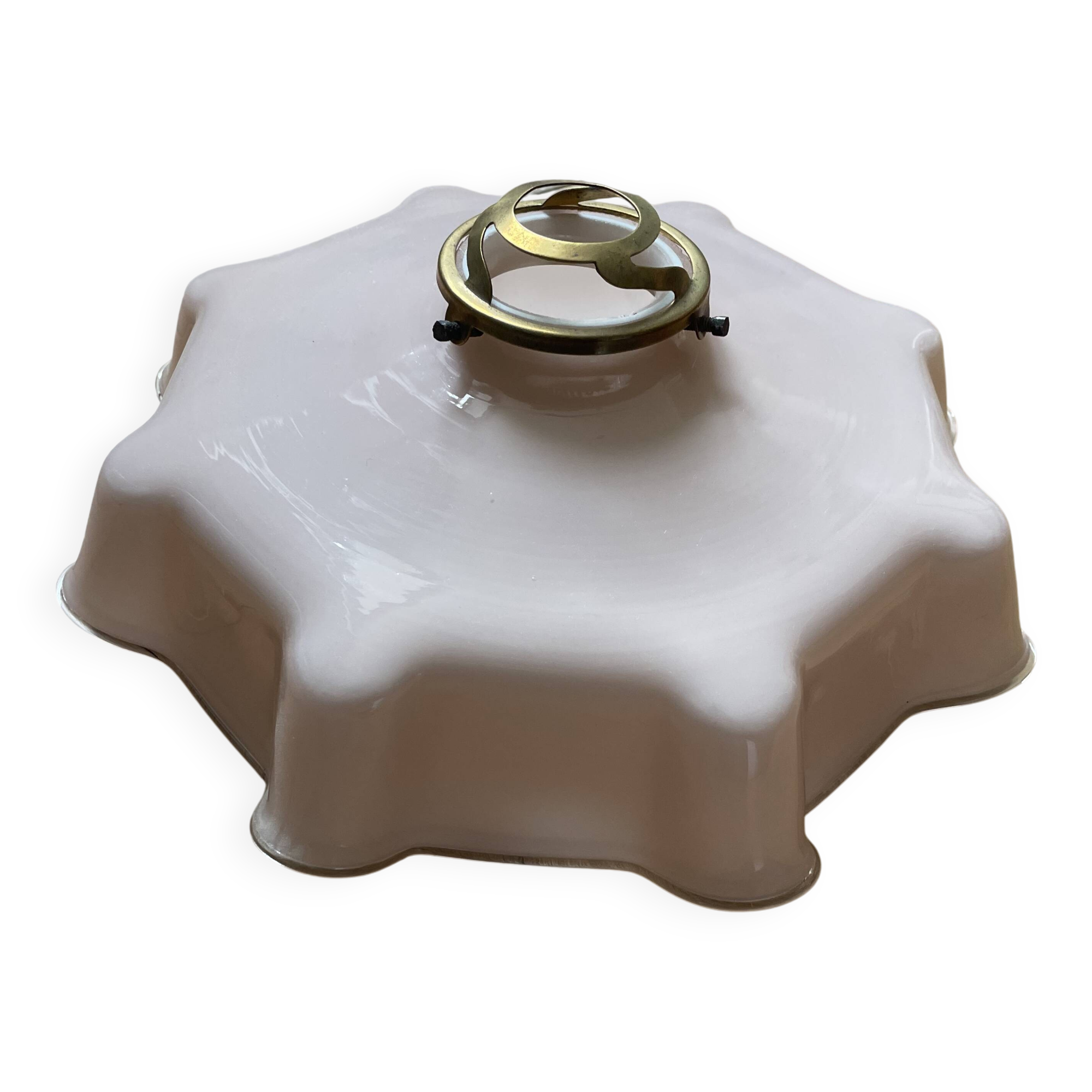 Vintage opaline pink glass lampshade from Czechoslovakia 250912