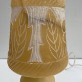 Vintage Alabaster Lamp with Floral Pattern Shade
