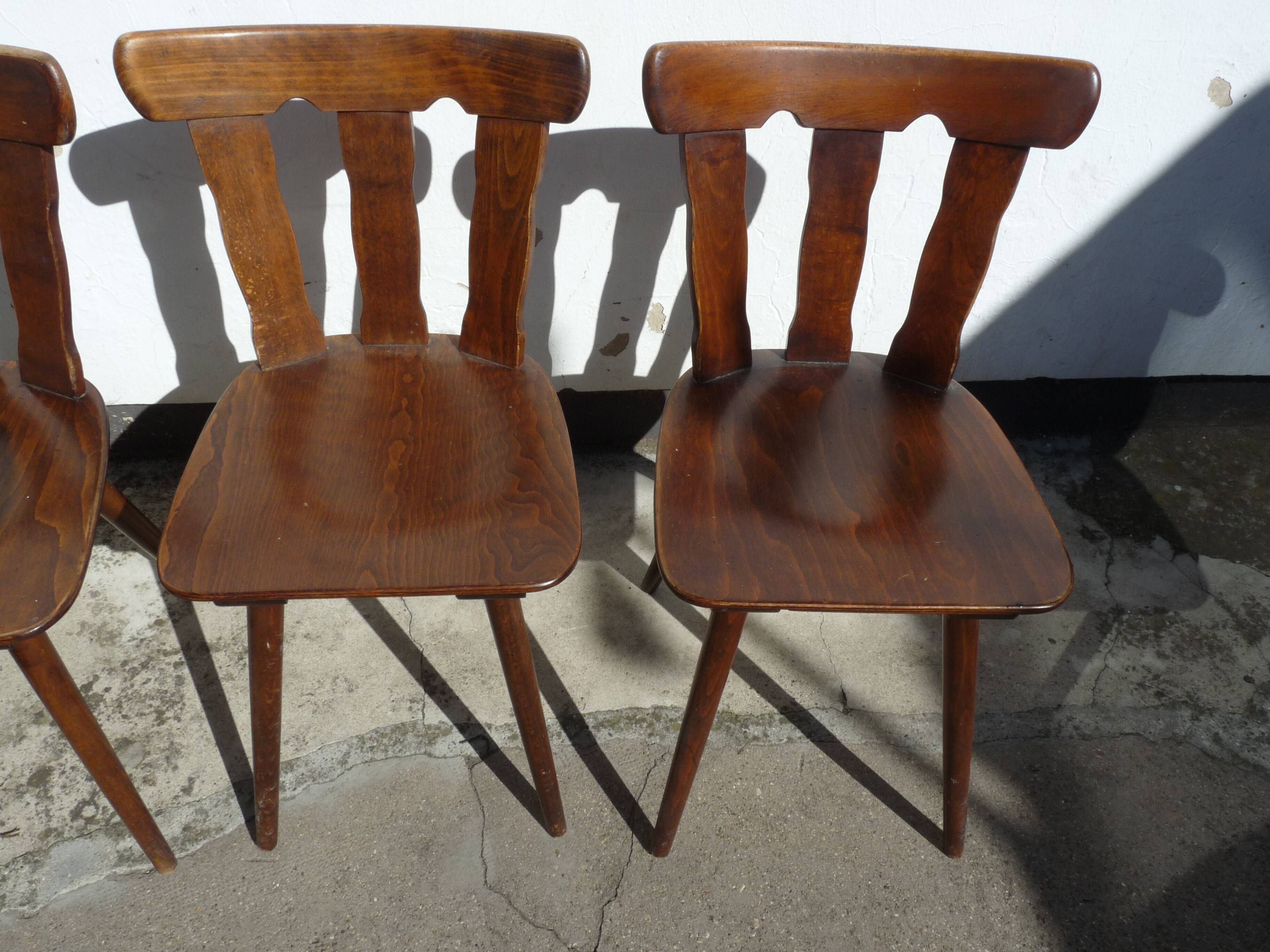 Lot of 4 wooden bistro chairs - 70s 80s 90s